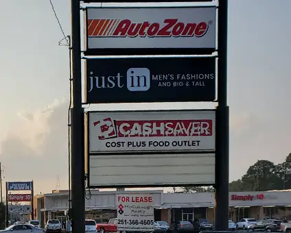 Just In Men's Fashion roadside panel | Pylon Signs | Sparks Sign Company