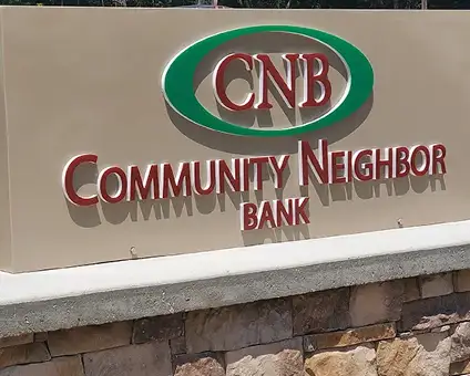 CNB sign installed in daylight | Monument Signs | Spark Sign Company
