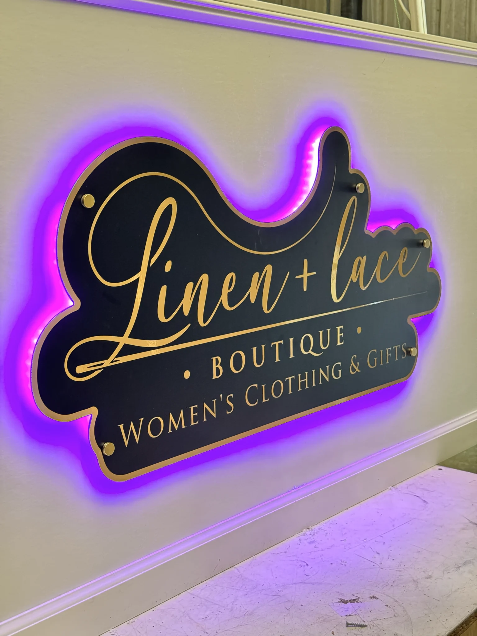 Sparks Sign Company | Linen Lace Exterior Sign during build